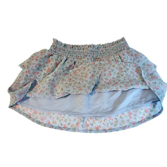 Cat & Jack XS (4/5 Girls Floral Layered Ruffle Skirt Elastic Waistband Blue/Pink - Picture 8 of 8